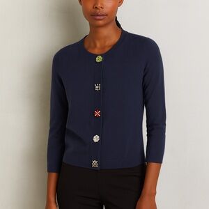 Boden Navy Cardigan with Colorful Buttons